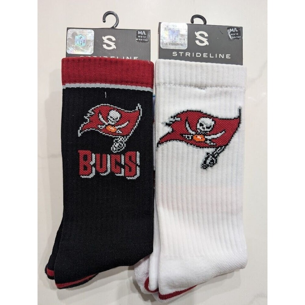 Lot of 2 Tampa Bay Buccaneers NFL Strideline Mens M/L Premium Knit Crew Socks